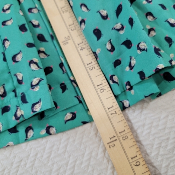 Collective Concepts Green Bird Print Pleated Skirt Size XS As Seen On TV ASO - Picture 6 of 14